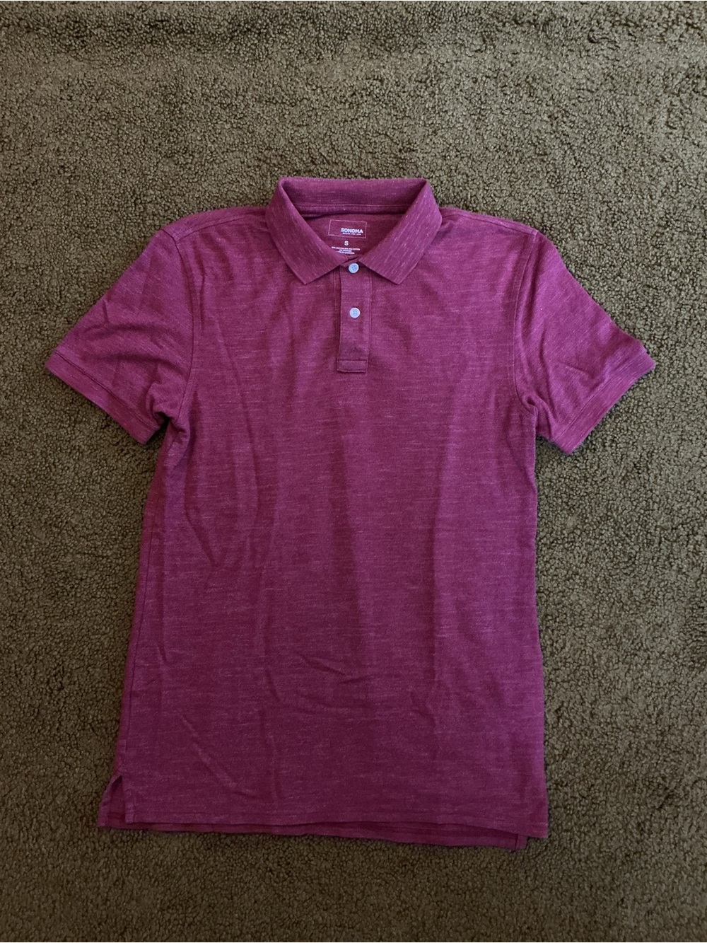 Sonoma Men's Short-Sleeve Polo in Heathered Magenta